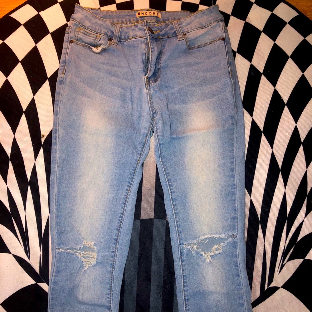 low rise ripped jeans